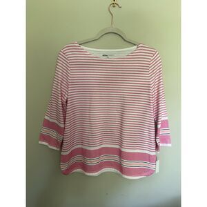 Talbots 3/4 Sleeve Pink Stripe Lightweight Tunic